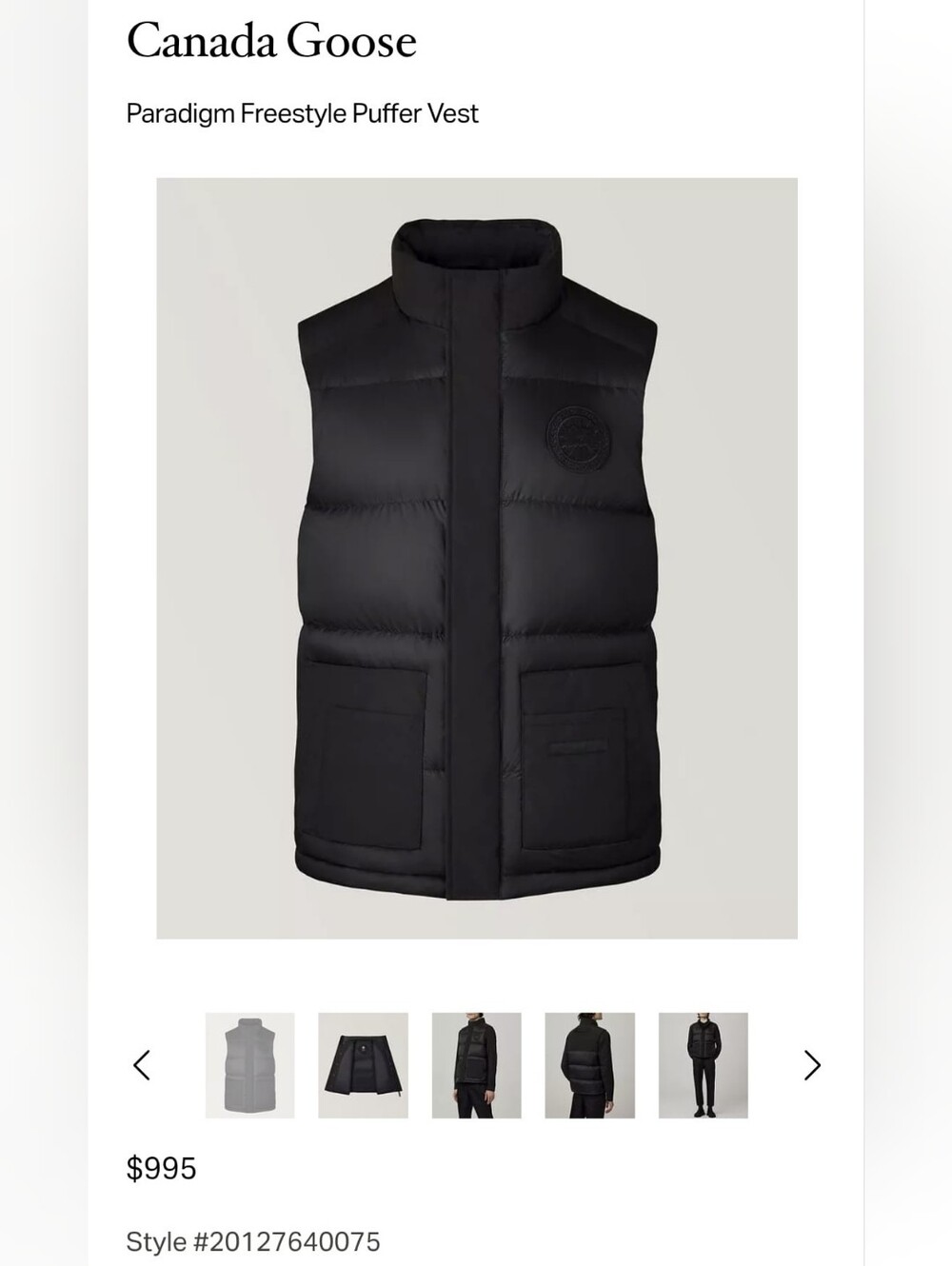 Canada Goose Black Paradigm Freestyle Puffer Vest